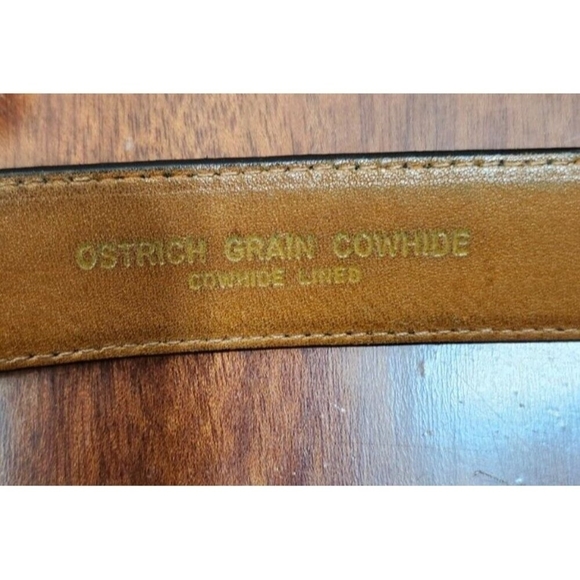 Genuine Full Quill Ostrich Black Leather Belt - Picture 10 of 15